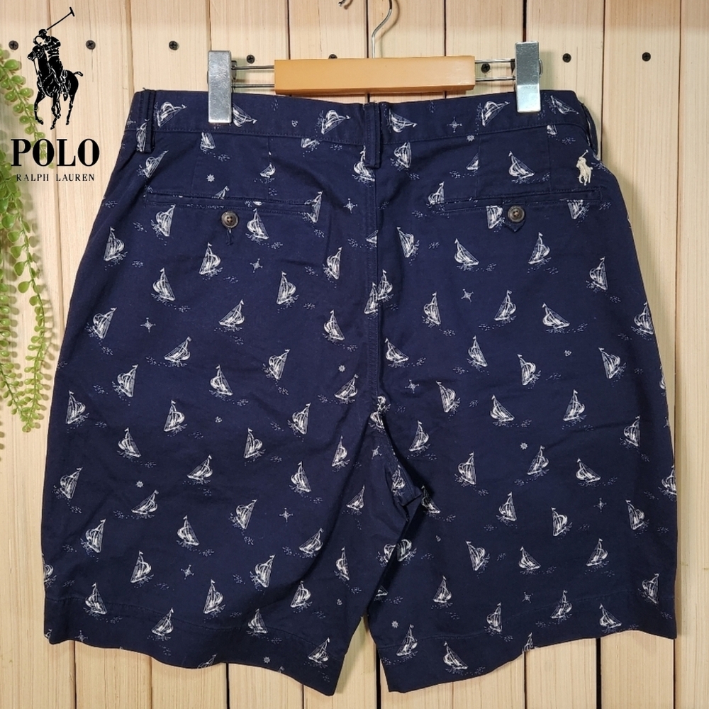 Polo Ralph Lauren Shorts Blue Sailboat Print Size 34 New